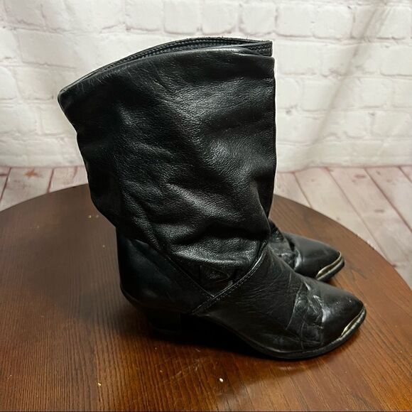 ZODIAC leather slouchy ankle booties (western) vintage 6.5 GUC - Picture 3 of 10